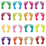 DEIKOKA Colorful Footprint Wall Decals Footprints Floor Wall Stickers Peel & Stick Foot Print Decor for Kids Bedroom Playroom Nursery Classroom Dance Studio Office Wall Decorations