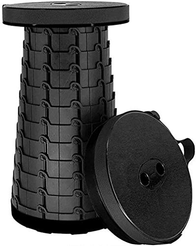 Mopoq Protable Außen Hocker, Klapphocker Stabiler Leichtbau Travel Hocker Kunststoff Trittschemel for Camping Klettern Fischen BBQ Picnics Schwarz Größe: 47cm / 19inch (Color : Schwarz) Cover