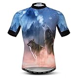 Cycling Jersey Men Bike Clothing Bicycle Jersey top Mountain Road MTB Jersey Short Sleeve Shirts Shirts Summer Blue Wolf Size M