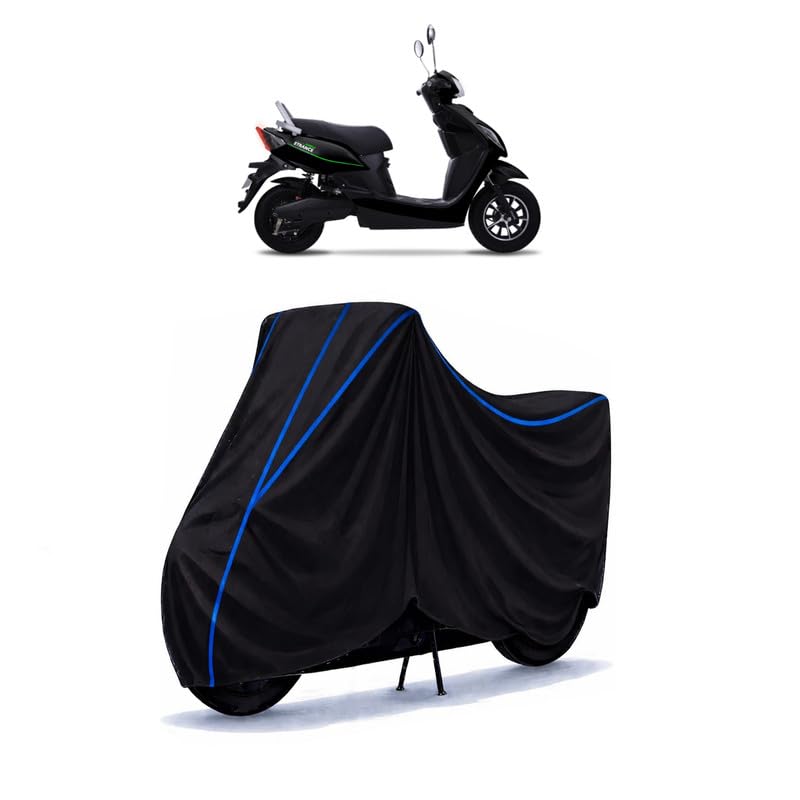 Image of Scooty Cover Water Resistant for Etronce Neo Electric | Universal Scooter & Bike Cover | Heavy Duty UV Dust, Rain & Scratch Protection | Elastic Fit All Weather Indoor Outdoor | Black with Blue Piping