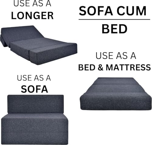 Image of Convertible Sofa Chair Bed, 3-in-1 Sleeper Chair with Foldable Design, Modern Upholstered Lounge Accent Chair, Space Saving Single Sofa Bed for Living Room, Bedroom & Small Spaces (Grey (FA097))