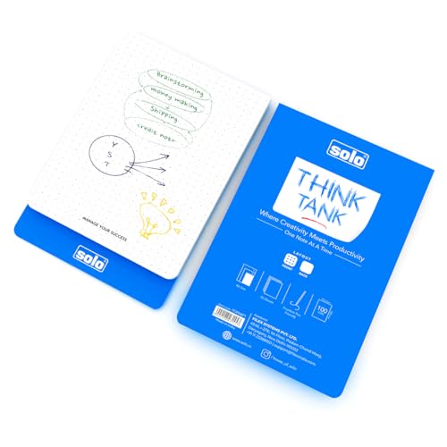 Image of SOLO Think Tank Dotted Notepad A6 - Pack of 2 |50 Sheets, 100 GSM Paper, Compact Size for Bullet Journaling, Sketching, Note-Taking, Diagrams, Charts & Creative Projects