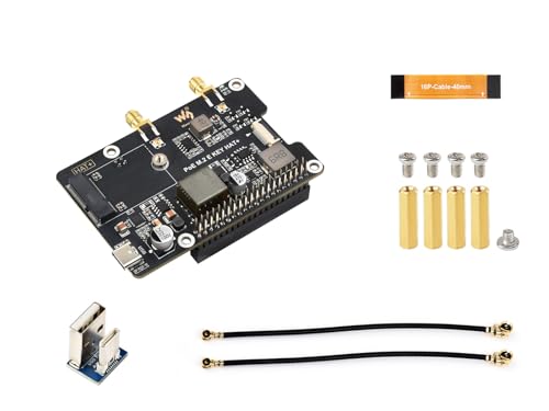 Adaptador PCIe a M.2 E Waveshare con PoE HAT para Raspberry Pi 5 compatible con tarjetas NIC 1