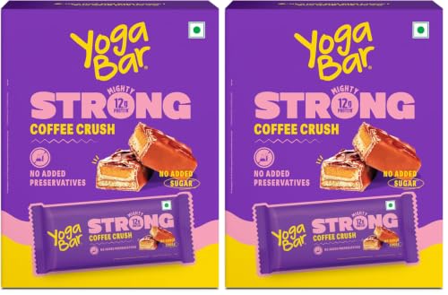 Image of Yogabar Strong Coffee Crush Protein Bars(Pack of 12), 12g Protein, No Added Sugar, No Preservatives