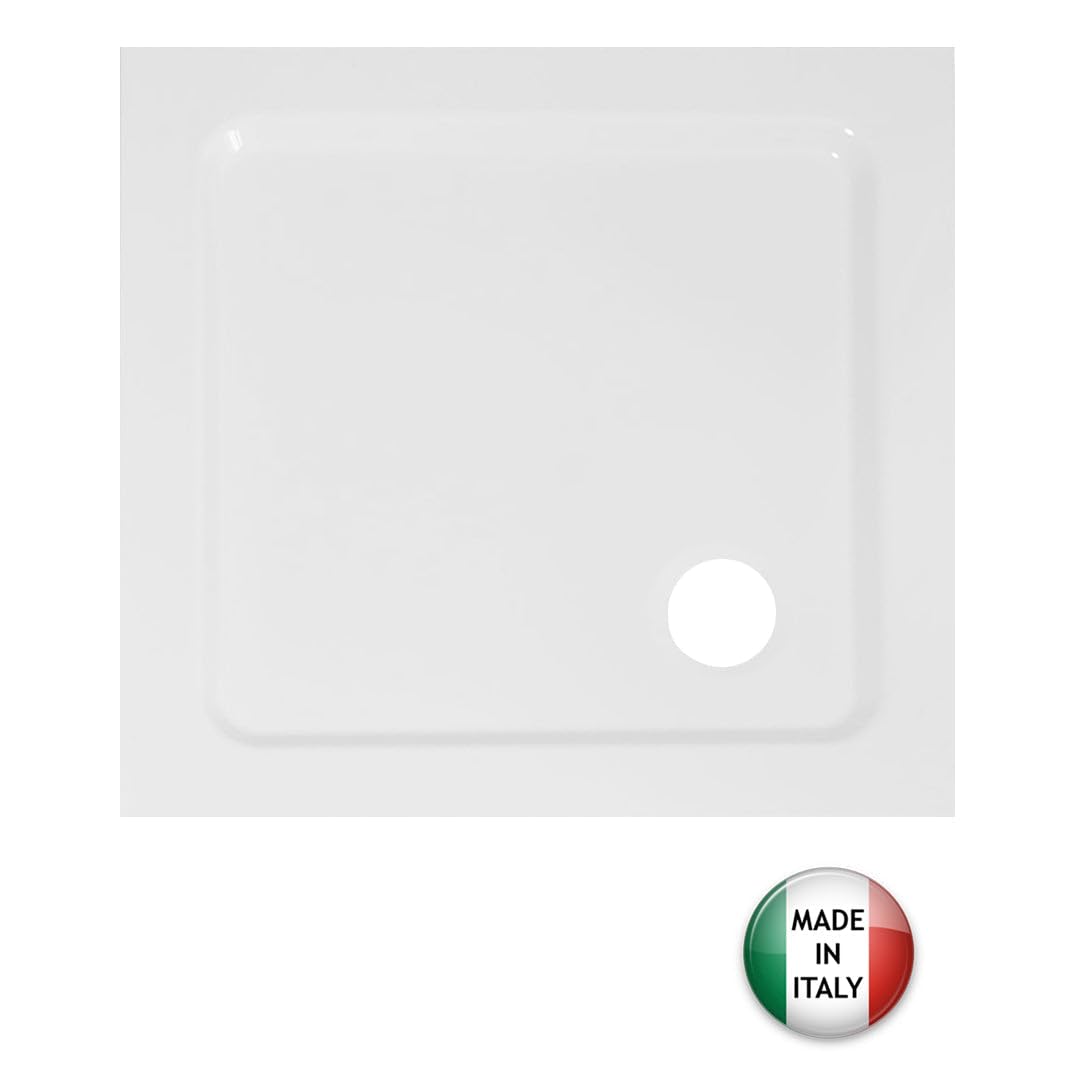 Plato de ducha de resina cuadrada 80 x 80 cm, borde bajo, delgado, 3 cm, ultra resistente, diseño moderno