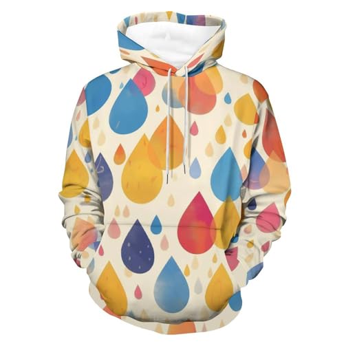Sweat à capuche gouttes d'eau colorées pour homme et femme taille S