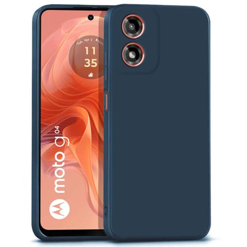 Image of WOW IMAGINE Back Cover for Motorola Moto G04 | Moto G04s | Ultra Slim Soft Rubberised Case | Inner Velvet Fabric Lining | Matte Silicone Flexible Mobile Case | Camera Protection - Blue