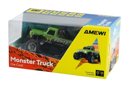 Amewi RC-Monstertruck Die Cast 1:64, Fernsteuerung im Kartenformat, RTR grün