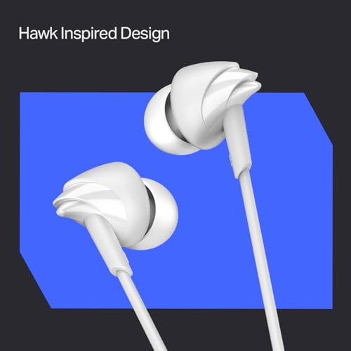 Image of Bassheads 213L, 10mm Drivers, Signature Sound, in-Line Microphone, Integrated Controls, 3.5mm L-Shaped Connector & 120cm Braided Cable Wired Earphones with Mic (Active White)