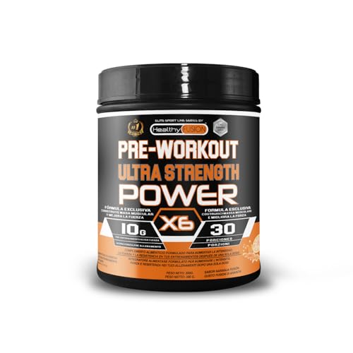Pre-Workout bebida energética | Pre Entreno fuerte con Creatina | Resistencia, energía y fuerza imparable | Elimina la fatiga y el cansancio | Beta-Alanina, Taurina, Cafeína y Vitaminas | 300g Naranja