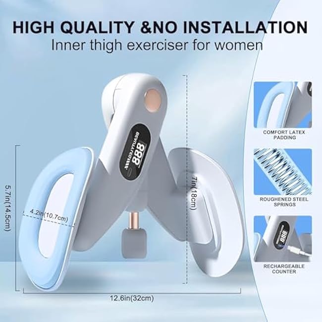 Inner Thigh Exerciser for Women (Adjustable Resistance), Home Workout for Pelvic Floor Muscle, Kegel Exerciser, Hip Trainer, Slim Thighs,Shape Back & Lift HIPS