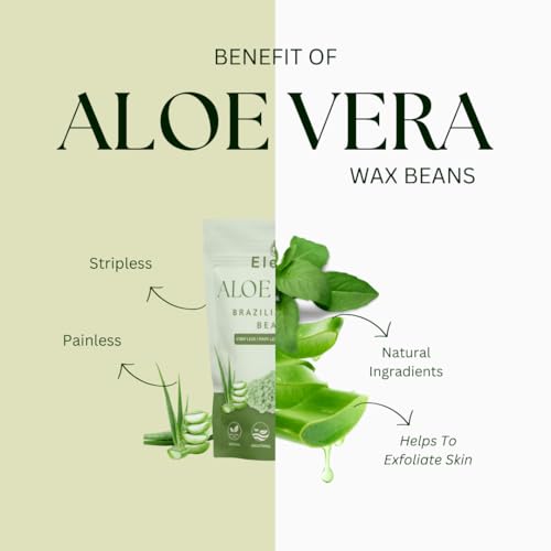 Image of Eleve Hair Removal Brazilian Wax Beans For Removing Tan, Dead Skin | For Legs, Arms, Underarms, Bikini | At Home Quick & Easy Hair Removal | For Sensitive Skin (Aloe vera)(150g)