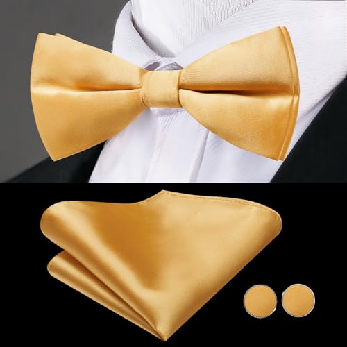 Image of Dubulle Mens Cummerbund and Bow Tie Set Paisley Floral Pretied Bowties for Men Pocket Square Cufflinks Wedding Business