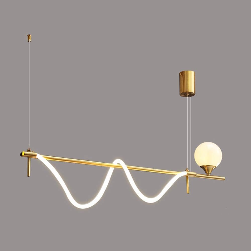 ASerZenith Modern Led Linear All Copper Led Pendant Lights Dimmable Led Chandelier Above Dining Table Hanging Pendant,100Cm