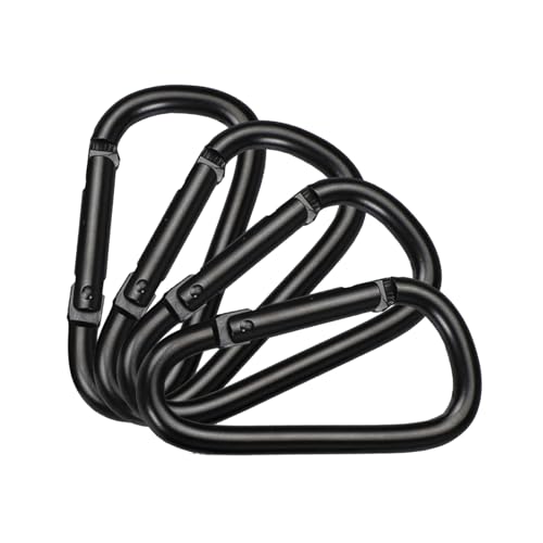 HeOTER - Hebilla de escalada, 4 anillos en D, ganchos de resorte, mosquetón de escalada, llavero para camping, senderismo, pesca