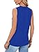 Vrtige Women's Summer Sleeveless Tank Top Casual Crewneck Button Side Split Tunic Top Shirt Royal Blue X-Large