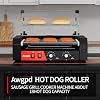 Hot Dog Roller 7 Rollers 18 Hot Dogs Capacity 1050W Stainless Steel Hot Dog Roller Machine with Dual Temp Control Glass Hood Acrylic Cover Bun Warmer Shelf Removable Oil Drip Tray (7 Rollers)