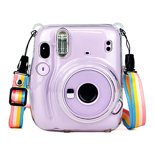CTDMJ Tasche für Fujifilm Instax Mini 11 Sofortbildkamera, instax Mini 11 Tasche, Transparent Hart PVC Schutzhülle Reise Kameratasche Hülle Abdeckung mit abnehmbaren Riemen, Crystal Clear Cover