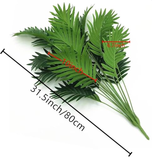 Image of Dekorly Plastic Fake Plants Artificial Floor Plants Large Tropical Palm Tree Tall Monstera Plant in Pot Faux Plants for Indoor Outdoor Home (Areca | Without Pot, Pack of 2), Green