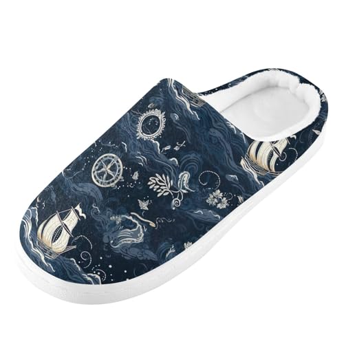 House Fuzzy Slippers Sailboat Ocean Anti-Slip Warm Shoes for Womens & Men 208492854
