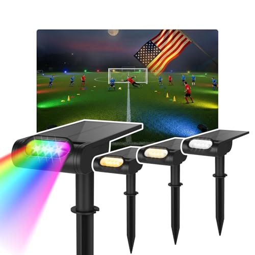 Brthera RGB Christmas Solar Spot Lights Outdoor, 12 RGB Color Modes Landscape Light Waterproof IP...
