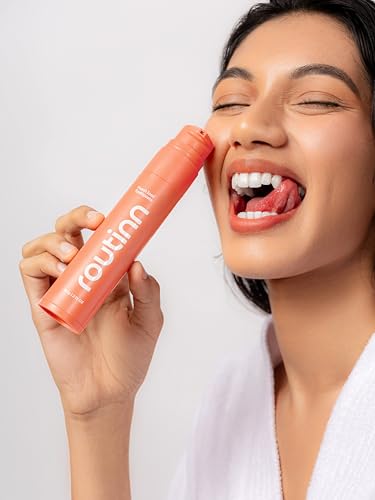 Image of Routinn Peach Iced Toothpaste Gel with Fluoride & Zinc | Peach Flavor with Cooling Finish | Sensitivity Support, Enamel Care & Fresh Breath | Airless Pump Dispenser | Unisex Daily Oral Care