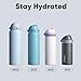ENCOOL Insulated Water Bottle with Straw Stainless Steel Water Bottle with Push Button Lid, Leak-Proof & BPA-Free, Keeps Cold for 24 Hours for Sports, Travel, Gym (24 oz, Hazy Blue-Blue)