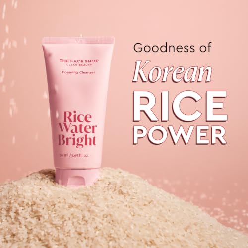 Image of The Face Shop Rice Water Bright Foaming Face Wash 50ml, Face Wash for Glowing Skin, Cleanser for Uneven Skin Tone, Korean Skin Care Products, All Skin Types, Vegan