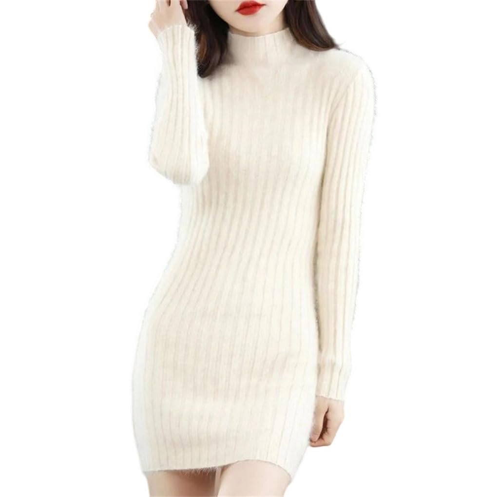 Womens Long Sweater Cashmere High-Neck Soft Knitted Pullover