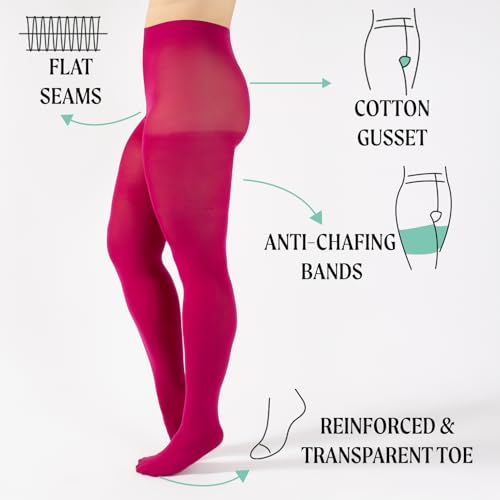 Image of CALZITALY Plus Sizes Anti-Chafing Opaque Tights | 60 DEN | L - 4XL | Black | Italian Hosiery