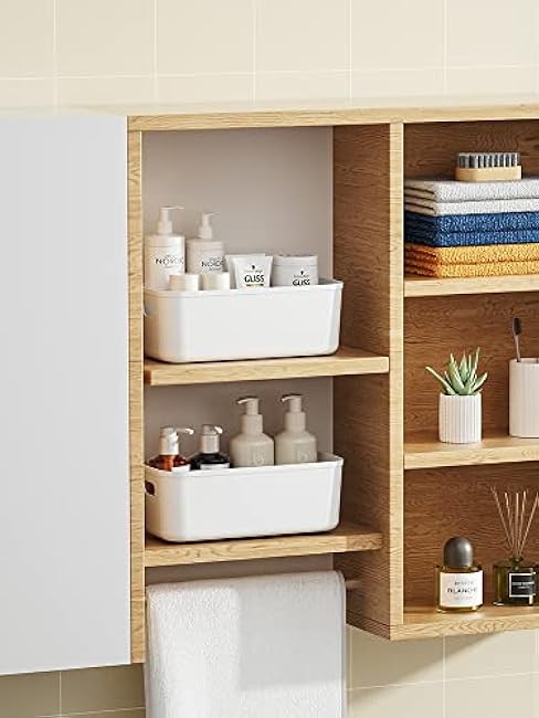 White Plastic Bins / Storage Organizers - Pantry Baskets, Bins for Shelves, Organizer and Storage for Bathroom, Bedrooms, Kitchens and More - Small Size (3 Pack)