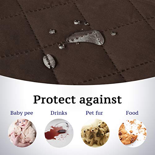 H.versailtex Reversible Chair Cover For Dogs Pet Water Repellent Sofa Cover Chair Slipcover 2" Thick Straps Slip-Resistant Chair Protector Soft Quilted Seat Width Up To 21"(Armchair, Brown/Beige) #TOP3