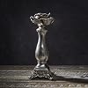 Antique Silver Rose Candle Stick Pillar Holder