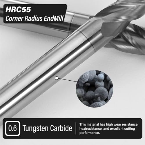 Image of 1 /8 inch Carbide Corner Radius End Mills - 0.03 inch Corner Radius, AlTiN Coated, 4 Flute Endmill for Milling Alloy Steel, Iron, Copper