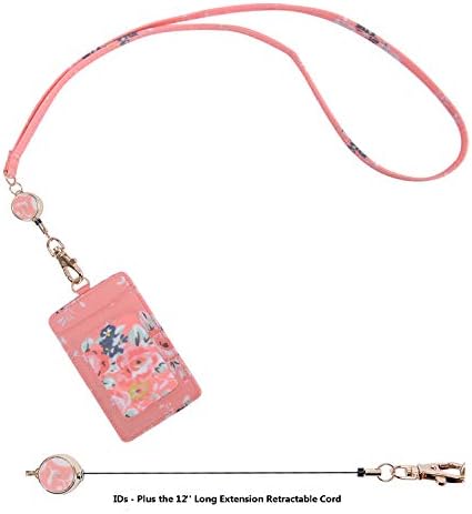 wonderful flower Id Case and Lanyard (015S Peach Retractable)