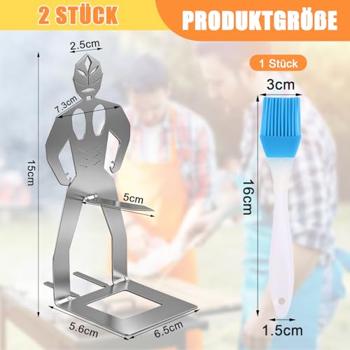 4 Stück Grillwursthalter aus Edelstahl, kreativer stehender Grillzubehör für Gasgrills, Camping und Grillabende.(Silber)