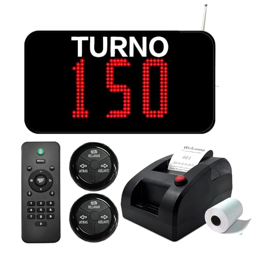 CYSSJF Sistema Gestion de Colas (Llamada en Español) | Turno de 3 Numeros, Pantalla Turno |1 Pantalla Numeros Turno +1 Impresoras Termicas Gestion Turnos +2 Botón +1 Mando