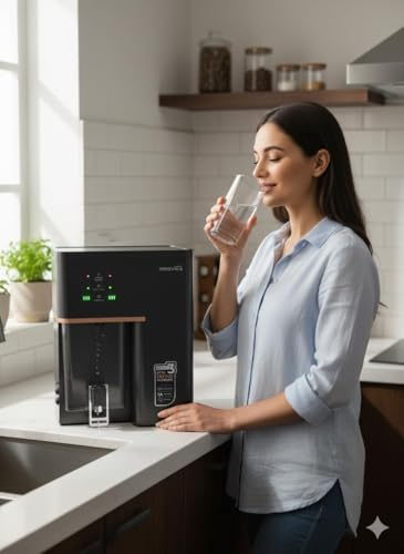 Image of Aqua Innovica RO Water Purifier with RO + UV + UF | Active Copper & Alkaline Technology | 10-Stage Purification | 10L Storage | 12 LPH | Wall Mount | Black
