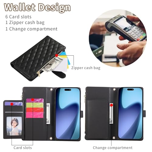 Étui en cuir iPhone 12 rabat aimanté et compartiment zip vert - 3