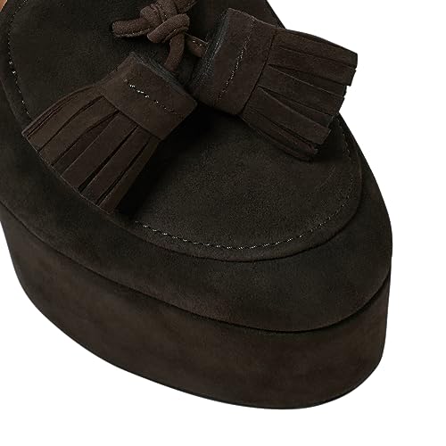 Image of SHODENSE Women Vintage Chunky Platform Loafers Pumps Tassel Round Closed Toe Slip On Suede Block High Heel Dress Loafer Shoes Buckle Strap Oxford Loafers Fringe Pump Dressy Chic Sexy Y2k 4-11 M US