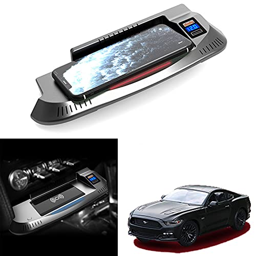 Caricatore Wireless Auto per Ford Mustang 2015 2016 2017 2018 2019 2020 2021, 15W Pannello Rapida Ricarica Telefono Pad per iPhone 12/13 Pro/13 Galaxy S22 /S21(Non per Mach-E e Mustang GT