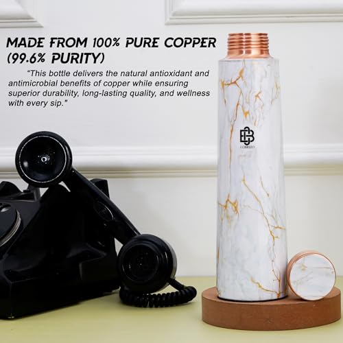 Image of 100% Pure Copper Abstract Designer Water Bottle with Ayurvedic Benefits Rustproof & Leakproof Copper Bottle for Home School Gym Travel Bottle Drinkware & Storage Purpose 900 ml