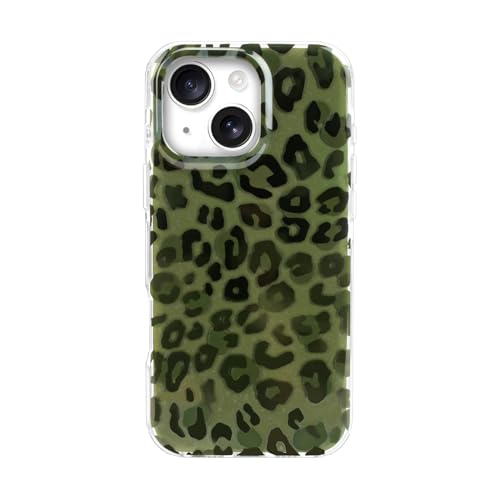Coque iPhone 15 double couche protection antichoc rigide motif léopard