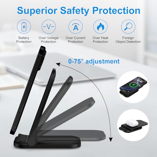 Foldable Google Pixel Wireless Charger Stand, Inductive Charging Station Mobile Charger, 15W Fast Wireless Mobile Phone Charger for Google Pixel 10 Pro 9 8 7 6 5/Galaxy S25 Ultra S24 S23 S22 Z Flip7 - Image 4