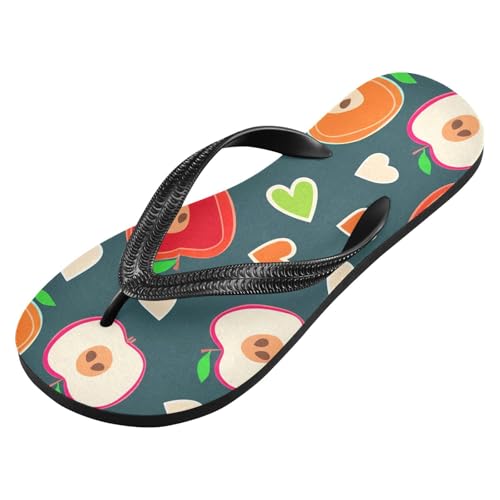 Sinestour Red Fruits Hearts Teal Flip Flops for Beach Thong Sandals Anti-slip Lightweight Beach Slippers for House Indoor Outdoor2