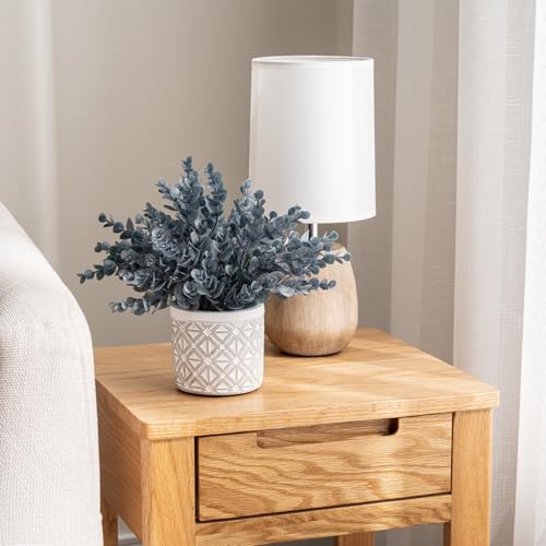 MyGift Artificial Eucalyptus Plant in Modern Gray Concrete Pots with Geometric Embossed Pattern (1, Blue) - Image 5