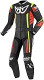  Berik Zakura 2-Teiler Motorrad Lederkombi Schwarz/Rot/Gelb 56