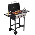 CIG GARDEN 3-Burner Propane Grill, 31,500 BTU Outdoor BBQ with Cast Iron Grates & Side Burner for Backyard, Patio, Tailgating & Camping