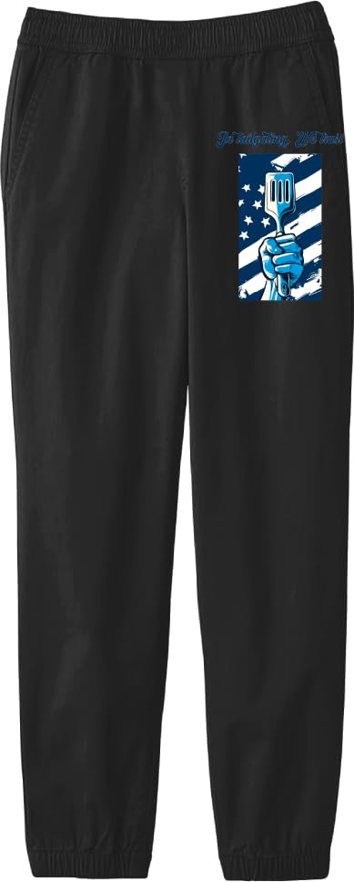 in Tailgating We Trust American Flag and Spatula Youth Black Jogger Pants-Large