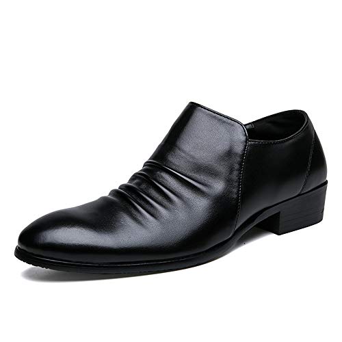 Oxford Shoes for Men Formal Shoes Slip On Style Microfiber Leather Convenient Zipper Personality Fold(10 M US) Black